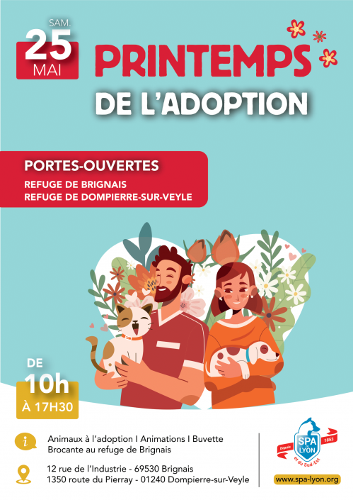 affiche du printemps de l'adoption 2024 de la SPA de Lyon